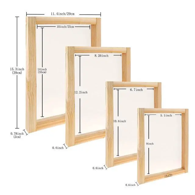 Alt view image 2 of 7 - 38 Pieces Screen Printing Kit Include Fabric Screen Printing Ink, 4 Size Screen Printing Frame, Screen Printing Squeegees, Inkjet Transparency Film, Ink Knife, and Mask Tape