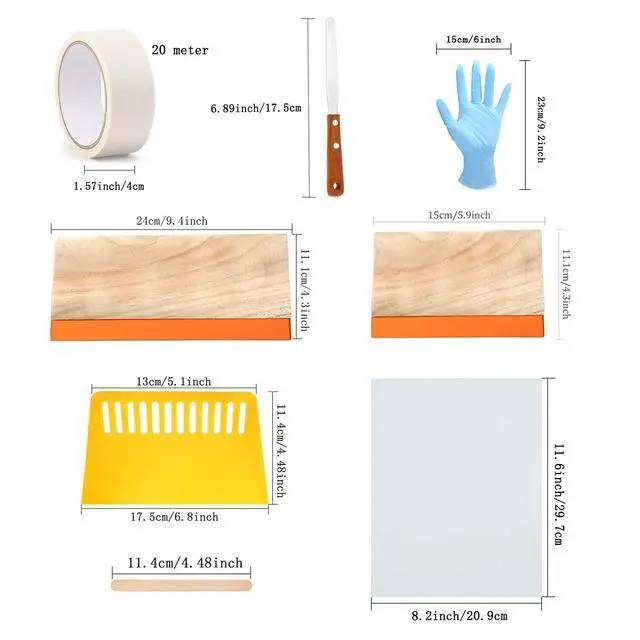 Alt view image 4 of 7 - 38 Pieces Screen Printing Kit Include Fabric Screen Printing Ink, 4 Size Screen Printing Frame, Screen Printing Squeegees, Inkjet Transparency Film, Ink Knife, and Mask Tape