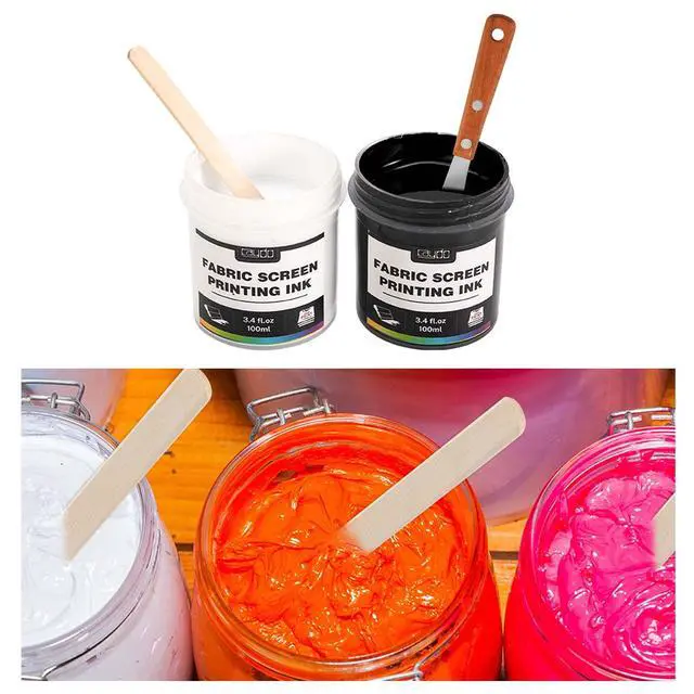 Alt view image 7 of 7 - 38 Pieces Screen Printing Kit Include Fabric Screen Printing Ink, 4 Size Screen Printing Frame, Screen Printing Squeegees, Inkjet Transparency Film, Ink Knife, and Mask Tape