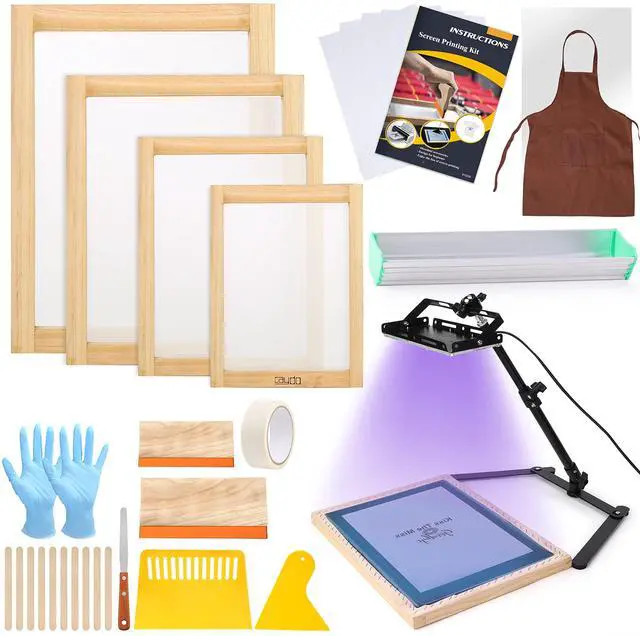 Main image of 36 Pieces Screen Printing Kit Includes 50W LED UV Exposure Screen Printing Light, 4 Sizes Silk Screen Printing Frame, Instructions, 5 Sheets A4 Inkjet Film for Screen Printing