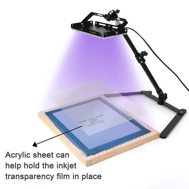Alt view image 2 of 7 - 36 Pieces Screen Printing Kit Includes 50W LED UV Exposure Screen Printing Light, 4 Sizes Silk Screen Printing Frame, Instructions, 5 Sheets A4 Inkjet Film for Screen Printing