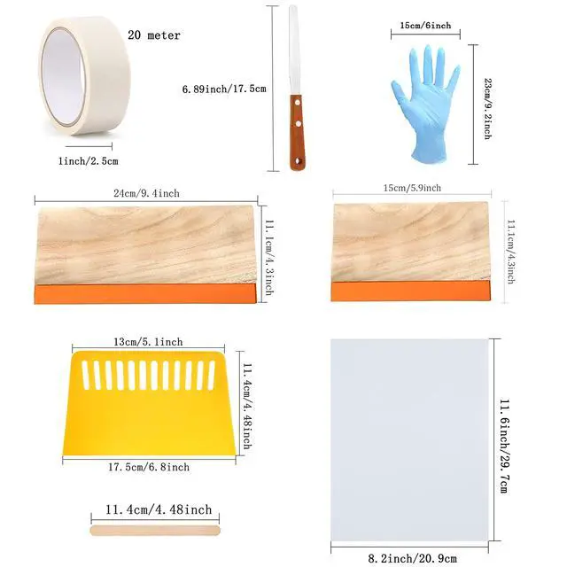 Alt view image 6 of 7 - 36 Pieces Screen Printing Kit Includes 50W LED UV Exposure Screen Printing Light, 4 Sizes Silk Screen Printing Frame, Instructions, 5 Sheets A4 Inkjet Film for Screen Printing