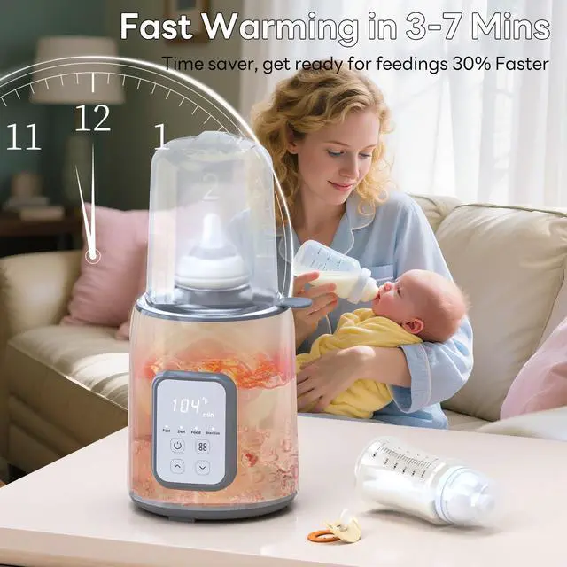 Alt view image 3 of 7 - Bottle Warmer,8-in-1 Fast Baby Bottle Warmer for Breastmilk and Formula,Milk Warmer with Accurate Temperature Control and Automatic Shut-Off,Multifunctional Bottle Warmers for All Bottles (Grey)