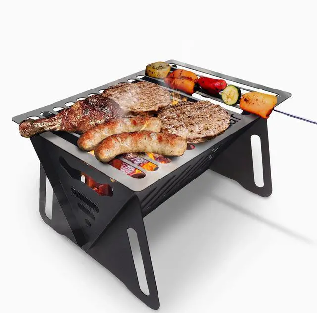 Main image of Charcoal Grill, Portable BBQ Smoker - Lightweight Tabletop Outdoor Grill for Camping, Picnics, Garden, Beach Parties - 6"*4.6"*4.9