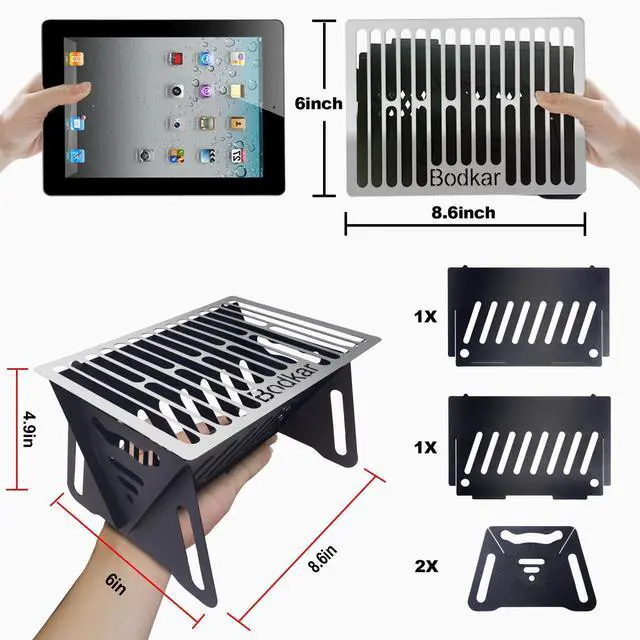Alt view image 2 of 7 - Charcoal Grill, Portable BBQ Smoker - Lightweight Tabletop Outdoor Grill for Camping, Picnics, Garden, Beach Parties - 6"*4.6"*4.9