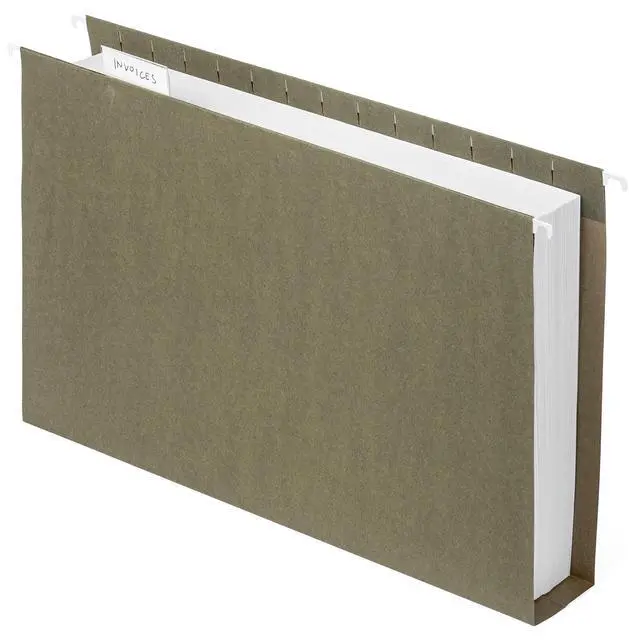 Alt view image 3 of 6 - Legal Size Hanging File Folders, 2" Expansion, 1/3 Cut Adjustable tabs, Legal Size, 5 Tab Locations, Designed for Legal and Law Office File Organization, Standard Green, 25 Pack