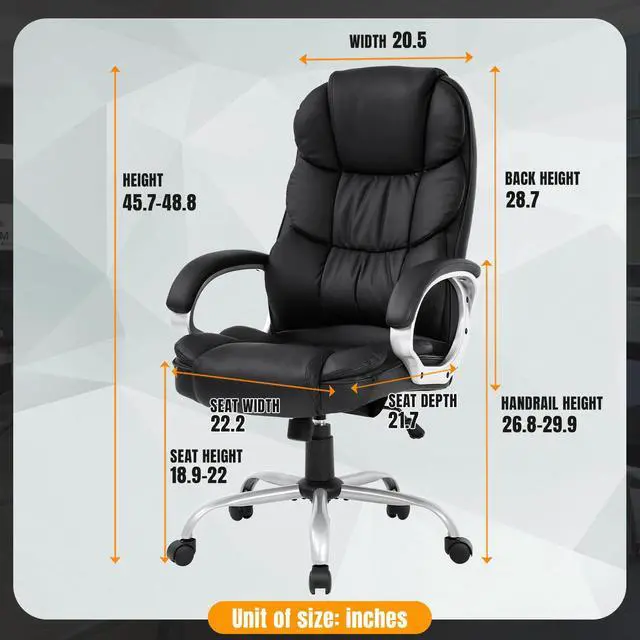 Alt view image 7 of 7 - Ergonomic Office Chair Desk Chair Computer Chair with Lumbar Support Arms Executive Rolling Swivel PU Leather Task Chair for Women Adults, Black