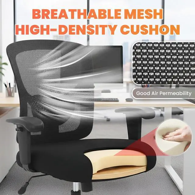 Alt view image 4 of 7 - Big and Tall Office Chair 500lbs Desk Chair Mesh Computer Chair with Lumbar Support Wide Seat High Back