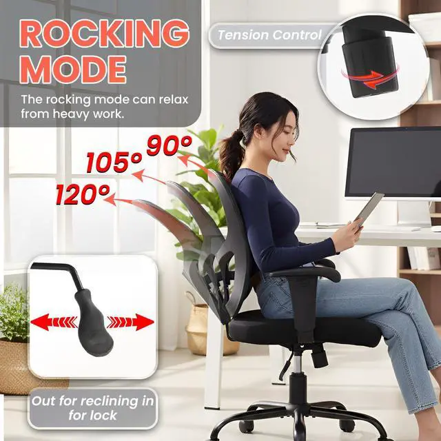 Alt view image 7 of 7 - Big and Tall Office Chair 500lbs Desk Chair Mesh Computer Chair with Lumbar Support Wide Seat High Back