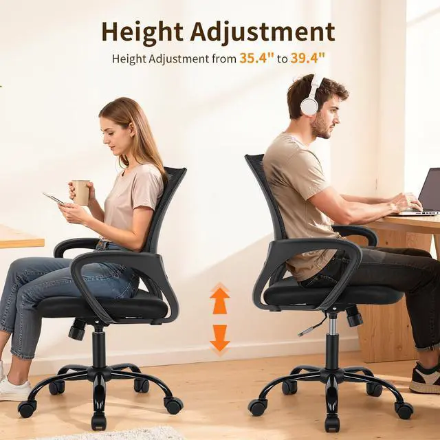 Alt view image 4 of 7 - Office Chair Ergonomic Cheap Desk Chair Mesh Computer Chair Lumbar Support Modern Executive Adjustable Stool Rolling Swivel Chair for Back Pain (Black)