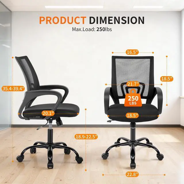 Alt view image 7 of 7 - Office Chair Ergonomic Cheap Desk Chair Mesh Computer Chair Lumbar Support Modern Executive Adjustable Stool Rolling Swivel Chair for Back Pain (Black)