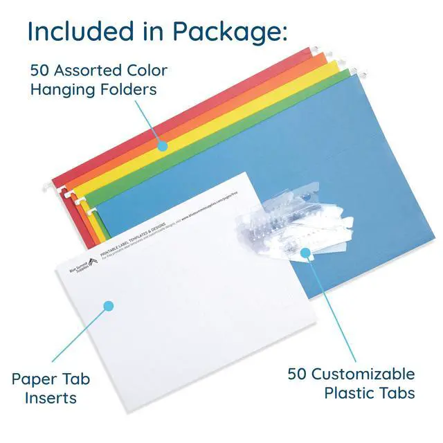 Alt view image 3 of 7 - 50 Legal Hanging File Folders, 50 Reinforced Hang Folders, Designed for Home and Office Color Coded File Organization, Legal Size, Assorted Colors, 50 Pack