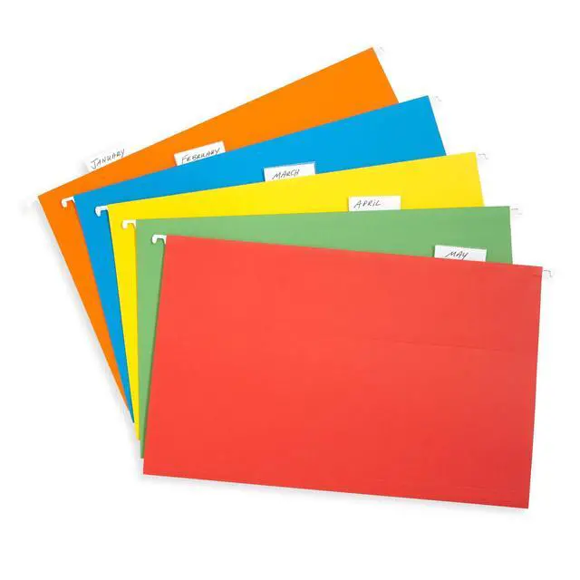 Alt view image 6 of 7 - 50 Legal Hanging File Folders, 50 Reinforced Hang Folders, Designed for Home and Office Color Coded File Organization, Legal Size, Assorted Colors, 50 Pack