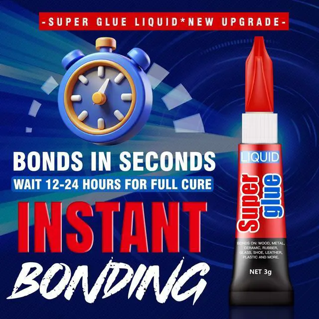 Alt view image 2 of 7 - 3 Gram (Pack of 24) Single Use Super Glue Liquid, Super Fast, Thin & Strong Adhesive Superglue, Cyanoacrylate Glue for Hard Plastics, DIY Craft, Ceramics, Leather, Metal Etc