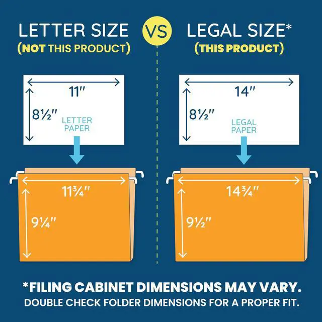 Alt view image 2 of 7 - Legal Size Hanging File Folders - Assorted Colors, 2" Expansion, Legal Hanging File Folders for Filing Cabinet, 9.5" x 14.75", 11PT Paper Stock with Tabs and Inserts Included