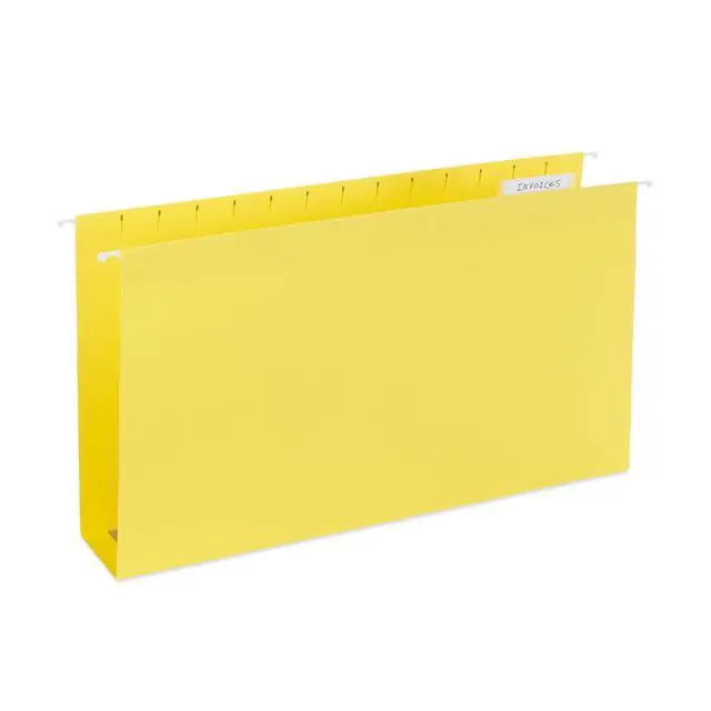 Alt view image 6 of 7 - Legal Size Hanging File Folders - Assorted Colors, 2" Expansion, Legal Hanging File Folders for Filing Cabinet, 9.5" x 14.75", 11PT Paper Stock with Tabs and Inserts Included