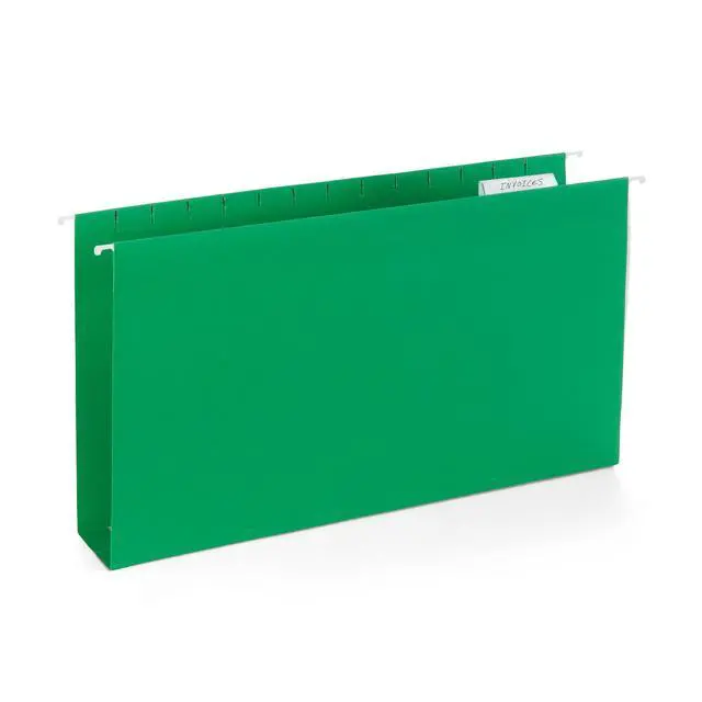 Alt view image 7 of 7 - Legal Size Hanging File Folders - Assorted Colors, 2" Expansion, Legal Hanging File Folders for Filing Cabinet, 9.5" x 14.75", 11PT Paper Stock with Tabs and Inserts Included