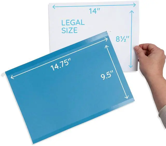 Alt view image 5 of 7 - Legal Size Hanging File Folders - Assorted Colors, 2" Expansion, Legal Hanging File Folders for Filing Cabinet, 9.5" x 14.75", 11PT Paper Stock with Tabs and Inserts Included