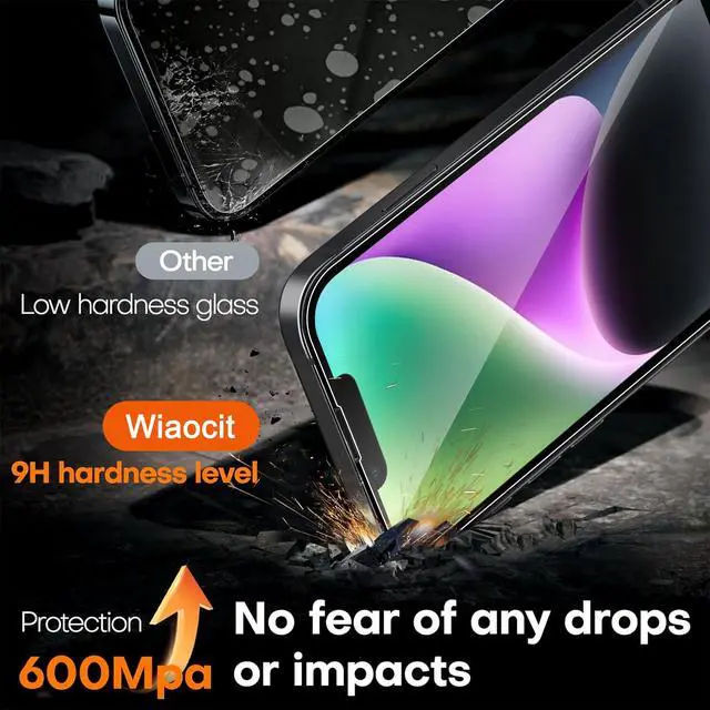 Alt view image 3 of 7 - 3 Pack Tempered Glass Screen Protector for iPhone 14 with 3 Pack Camera Lens Protector, 9H Hardness, Bubble Free, Case Friendly