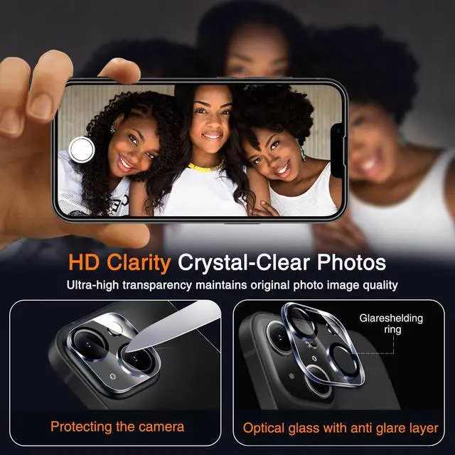 Alt view image 6 of 7 - 3 Pack Tempered Glass Screen Protector for iPhone 14 with 3 Pack Camera Lens Protector, 9H Hardness, Bubble Free, Case Friendly