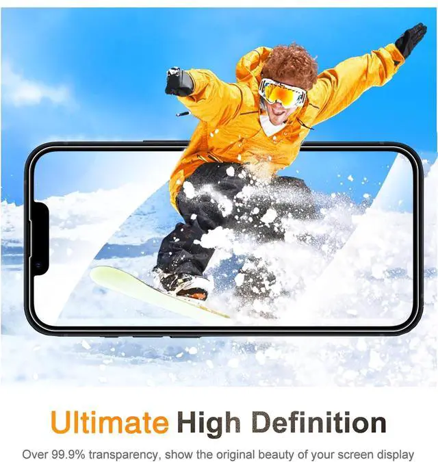 Alt view image 7 of 7 - 3 Pack Tempered Glass Screen Protector for iPhone 14 with 3 Pack Camera Lens Protector, 9H Hardness, Bubble Free, Case Friendly