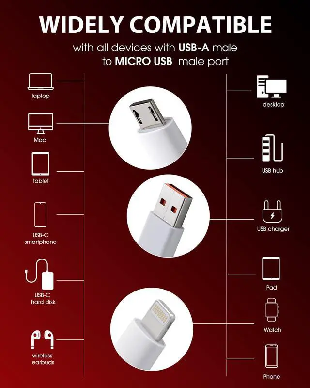 Alt view image 3 of 7 - 3 in 1 Multi USB Charging Cable 4FT, USB to Multiple Connectors with Phone 17/16/15, Nylon Fast Charger Cord with Type C/Micro/Lightning for Android, Tablet - Data Transfer
