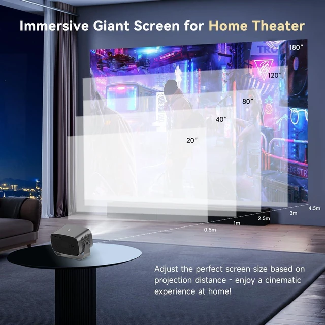 Alt view image 5 of 7 - Smart Mini Projector with WiFi 6 and Bluetooth, Android 13 Built-in Apps, Auto Keystone & Electric Focus, 4K Support Portable Projector for Bedroom, Ceiling, Outdoor Movie, Phone, Fire Stick