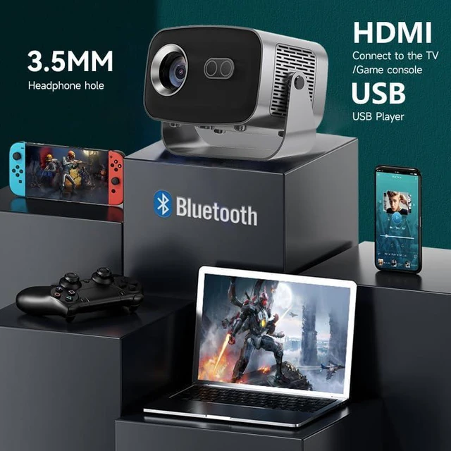 Alt view image 7 of 7 - Smart Mini Projector with WiFi 6 and Bluetooth, Android 13 Built-in Apps, Auto Keystone & Electric Focus, 4K Support Portable Projector for Bedroom, Ceiling, Outdoor Movie, Phone, Fire Stick