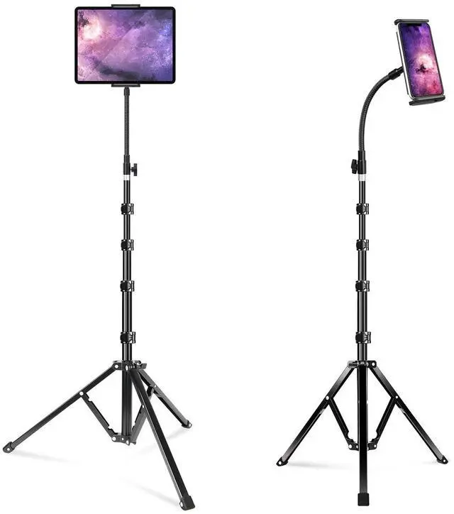 Main image of 72" Adjustable iPad Stand Floor, Heavy Duty Tablet Tripod Stand, Floor Tablet Tripod Holder for iPad Pro 12.9 Mini Air, iPhone and 4.7-13 inches Devices