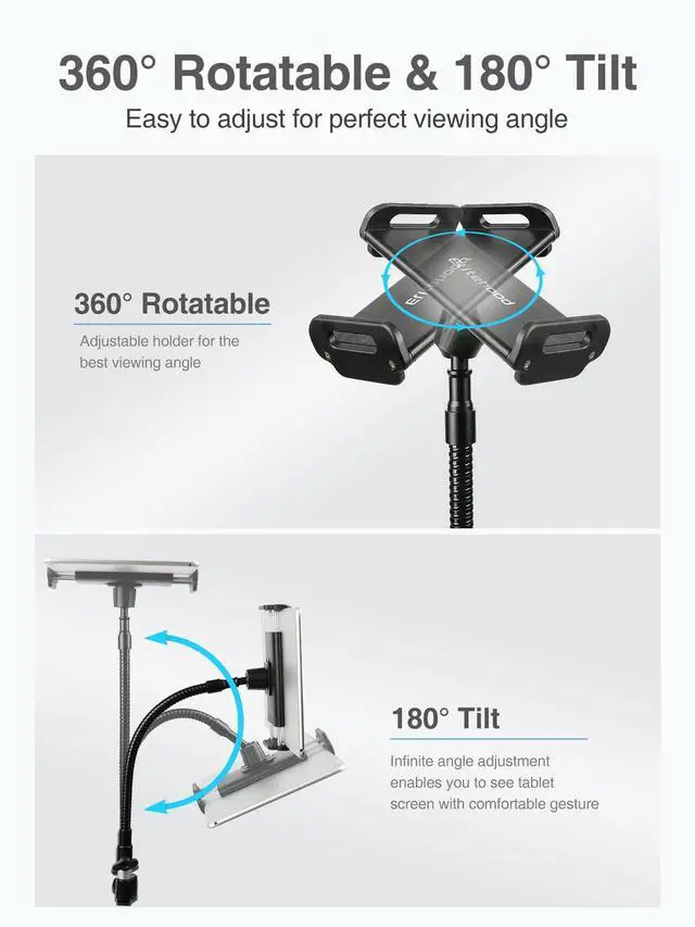 Alt view image 5 of 7 - 72" Adjustable iPad Stand Floor, Heavy Duty Tablet Tripod Stand, Floor Tablet Tripod Holder for iPad Pro 12.9 Mini Air, iPhone and 4.7-13 inches Devices