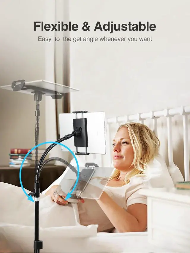 Alt view image 6 of 7 - 72" Adjustable iPad Stand Floor, Heavy Duty Tablet Tripod Stand, Floor Tablet Tripod Holder for iPad Pro 12.9 Mini Air, iPhone and 4.7-13 inches Devices