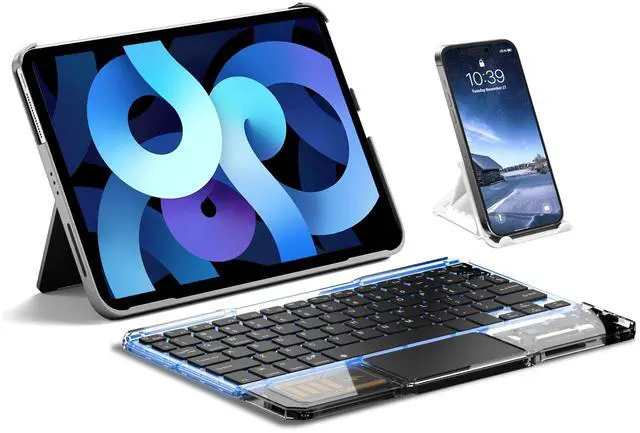 Main image of Ultra-Slim Bluetooth Keyboard with Touchpad, Wireless RGB Backlit, Portable Rechargeable Keyboard for iPad, Tablet, Laptop, Windows, Android, macOS Devices