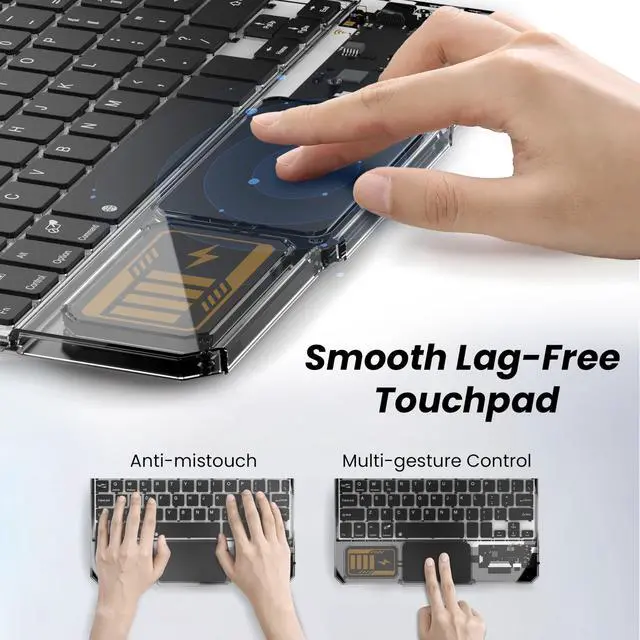 Alt view image 4 of 7 - Ultra-Slim Bluetooth Keyboard with Touchpad, Wireless RGB Backlit, Portable Rechargeable Keyboard for iPad, Tablet, Laptop, Windows, Android, macOS Devices