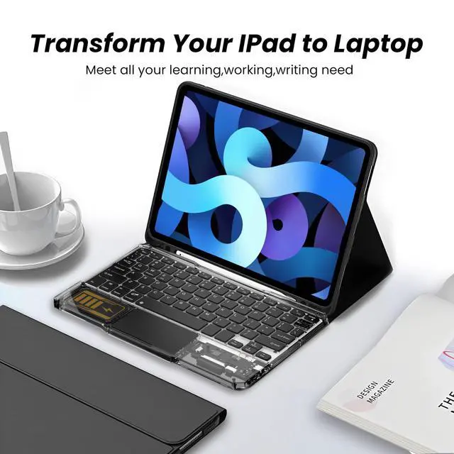Alt view image 2 of 7 - Ultra-Slim Bluetooth Keyboard with Touchpad, Wireless RGB Backlit, Portable Rechargeable Keyboard for iPad, Tablet, Laptop, Windows, Android, macOS Devices