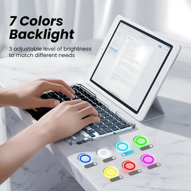 Alt view image 6 of 7 - Ultra-Slim Bluetooth Keyboard with Touchpad, Wireless RGB Backlit, Portable Rechargeable Keyboard for iPad, Tablet, Laptop, Windows, Android, macOS Devices