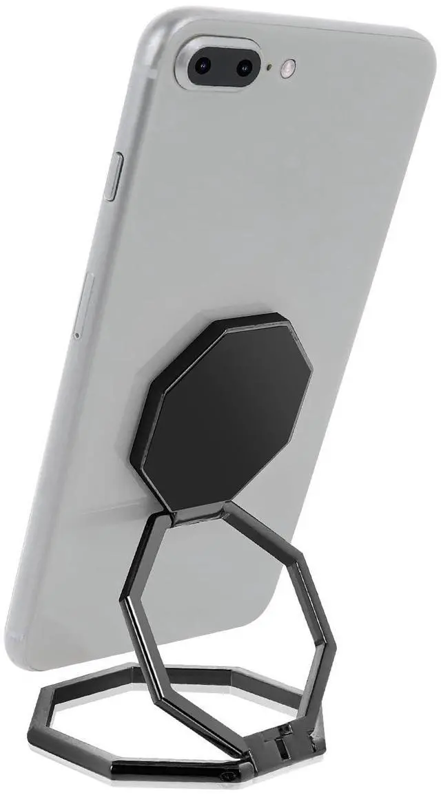 Main image of Cell Phone Ring Holder Finger Kickstand, 360° Rotation Metal Cellphone Back Grip Foldable Cell Phone Stand Adjustable Phone Holder Compatible with Most Smartphones(Black)