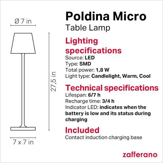 Alt view image 4 of 7 - Poldina Micro Lamp, Rechargeable Cordless Table Lamp with Touch Controls, Suitable for Indoor and Outdoor, Dimmer, 2200-3000 K, Height 10.8 Inches, Sand Color