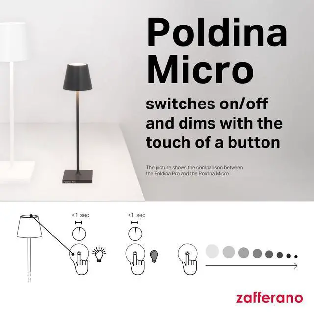 Alt view image 5 of 7 - Poldina Micro Lamp, Rechargeable Cordless Table Lamp with Touch Controls, Suitable for Indoor and Outdoor, Dimmer, 2200-3000 K, Height 10.8 Inches, Sand Color