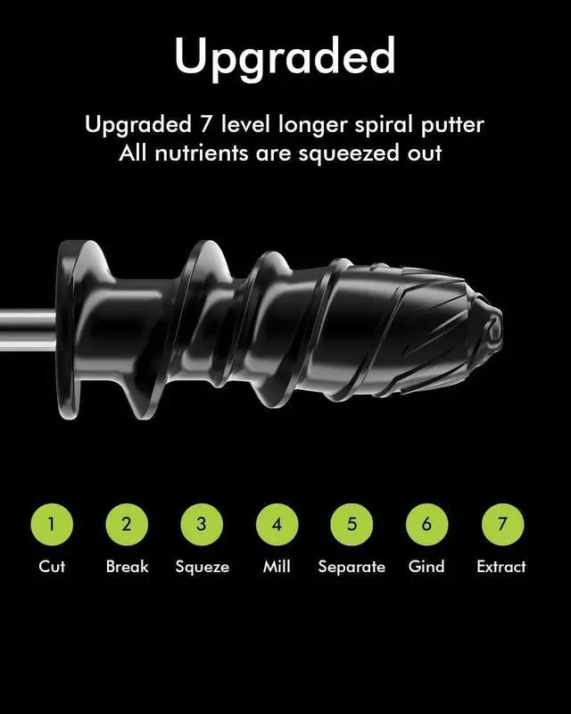 Alt view image 3 of 7 - Slow Masticating Juicer, Cold Press Juicer Machine for High Nutrient Juice, Quiet Motor, Reverse Function, Easy to Clean, Compact Design, Gray