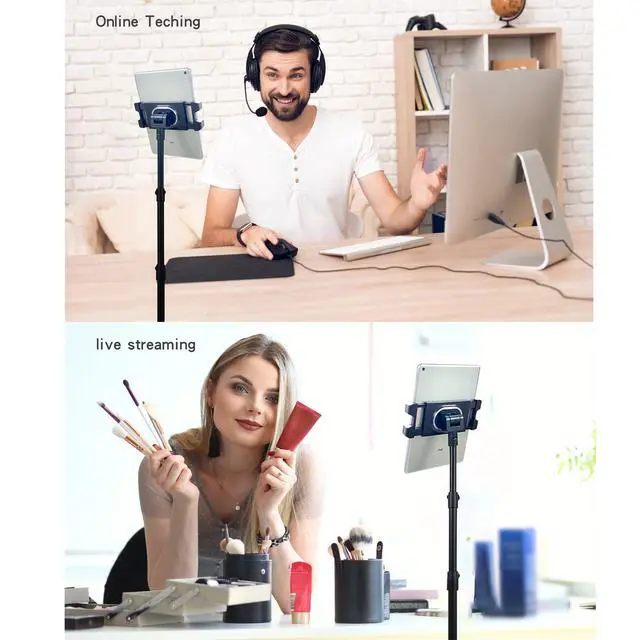 Alt view image 4 of 7 - Tablet Floor Stand Adjustable Tripod Stand Compatible for 5.5-12.9" iPad