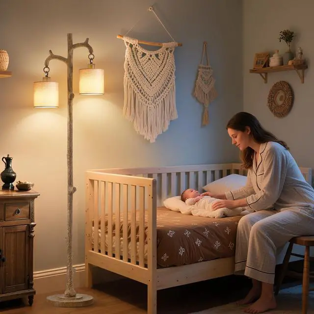 Alt view image 2 of 7 - Rustic Floor Lamp for Living Room - Newly Upgraded Heavy-Duty Resin Base Farmhouse Floor Lamp with 2 Country Vintage Reading Light - Standing Lamps for Bedroom Office Home Decor (Brown, 2 Bulbs)