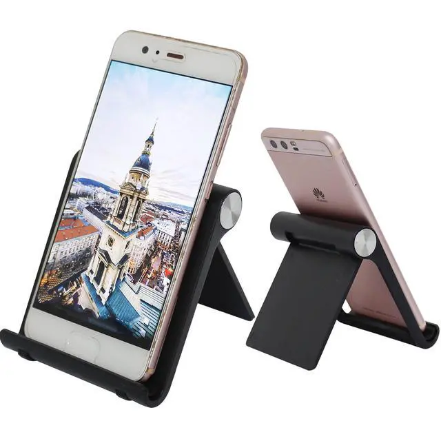 Alt view image 2 of 7 - Foldable Cell Phone Stand for iPhone- Adjustable Phone Holder with Wide Compatibility, Portable Desktop Dock for iPhone 15/14/13/12/11/Pro/Max/SE, Galaxy, Pixel, Anti-Slip Design (Black)