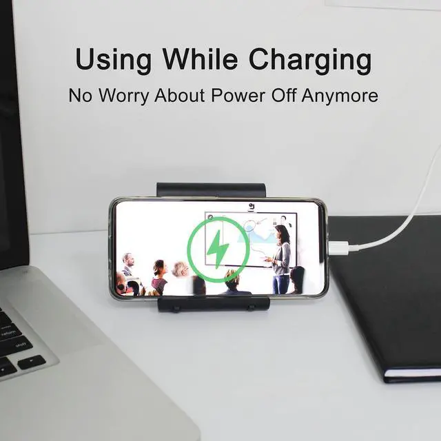 Alt view image 7 of 7 - Foldable Cell Phone Stand for iPhone- Adjustable Phone Holder with Wide Compatibility, Portable Desktop Dock for iPhone 15/14/13/12/11/Pro/Max/SE, Galaxy, Pixel, Anti-Slip Design (Black)