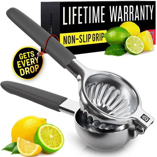 Main image of Large Lemon Squeezer Stainless Steel Press - Non-Slip Grip, Heavy Duty, Manual Design - Effortless Pro-Grade Lemon, Lime, Orange, and Citrus Fruit Hand Held Lemon Juicer Squeezer - No Seeds, Max Juice