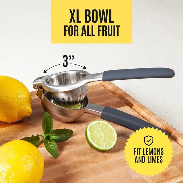 Alt view image 3 of 7 - Large Lemon Squeezer Stainless Steel Press - Non-Slip Grip, Heavy Duty, Manual Design - Effortless Pro-Grade Lemon, Lime, Orange, and Citrus Fruit Hand Held Lemon Juicer Squeezer - No Seeds, Max Juice