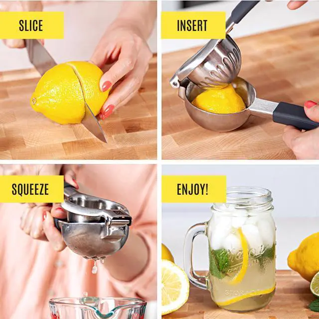 Alt view image 5 of 7 - Large Lemon Squeezer Stainless Steel Press - Non-Slip Grip, Heavy Duty, Manual Design - Effortless Pro-Grade Lemon, Lime, Orange, and Citrus Fruit Hand Held Lemon Juicer Squeezer - No Seeds, Max Juice