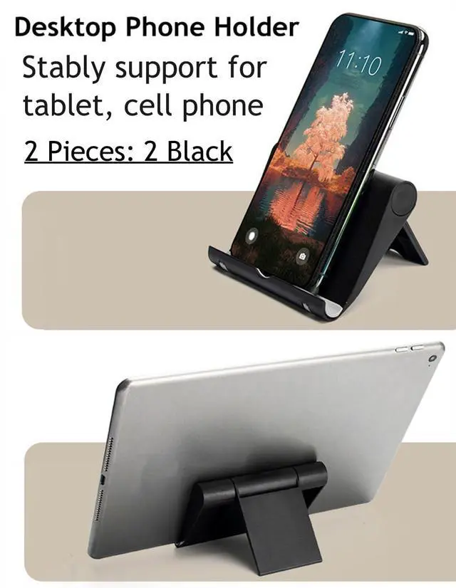 Alt view image 2 of 7 - Adjustable Foldable Cell Phone Stand for Desk, Compatible with Most Smartphones and Tablets, Anti-Slip Rubber Base for Stability