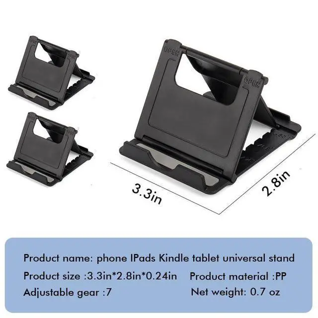 Alt view image 5 of 7 - Portable Cell Phone Stand Holder for Desk, 2 Pack Foldable Pocket-Sized Adjustable Mount, Universal Desktop Kickstand Compatible with iPhone, iPad, Kindle & Android Devices - Black & Black