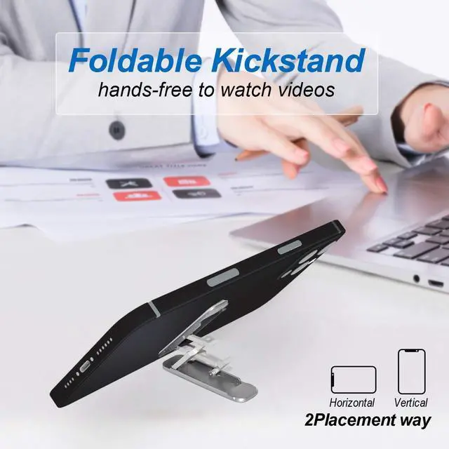 Alt view image 4 of 7 - Phone Kickstand,Multi-Angle Aluminum Cell Phone Kickstand Attachment(Adjustable Angle)(Vertical and Horizontal Stand) Black