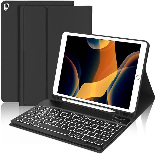 Main image of Keyboard Case for iPad 9th Generation 2021 10.2 inch, Folio Cover with Pencil Holder, Detachable Wireless Keyboard with 7 Color Backlit for iPad 8th/7th Gen/iPad Pro 10.5"/iPad Air 3rd Gen